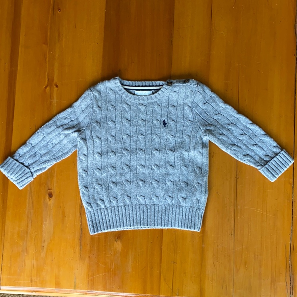 18M gray cable knit Ralph Lauren sweater